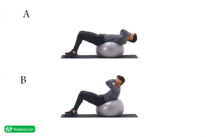 Exercise ball crunch-حرکت کرانچ روی توپ ورزشی